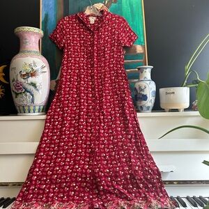 April Cornell Red Floral Maxi Dress